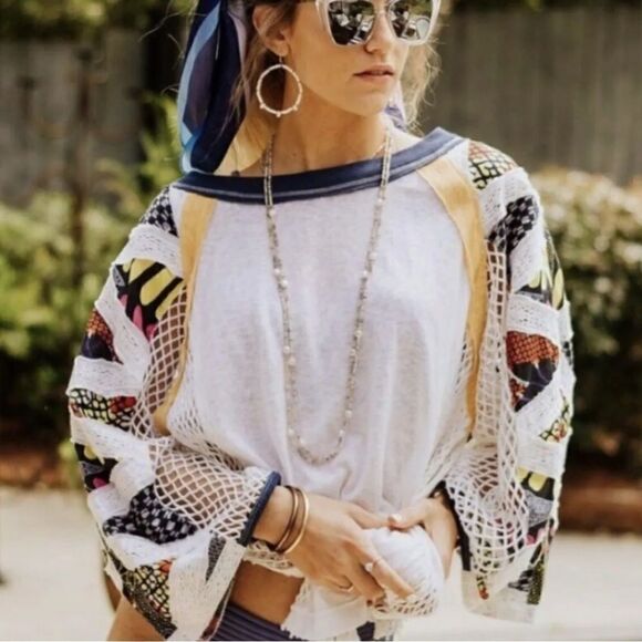 NWT Free People We the Free Serengeti Mixed Media Top - Picture 1 of 13